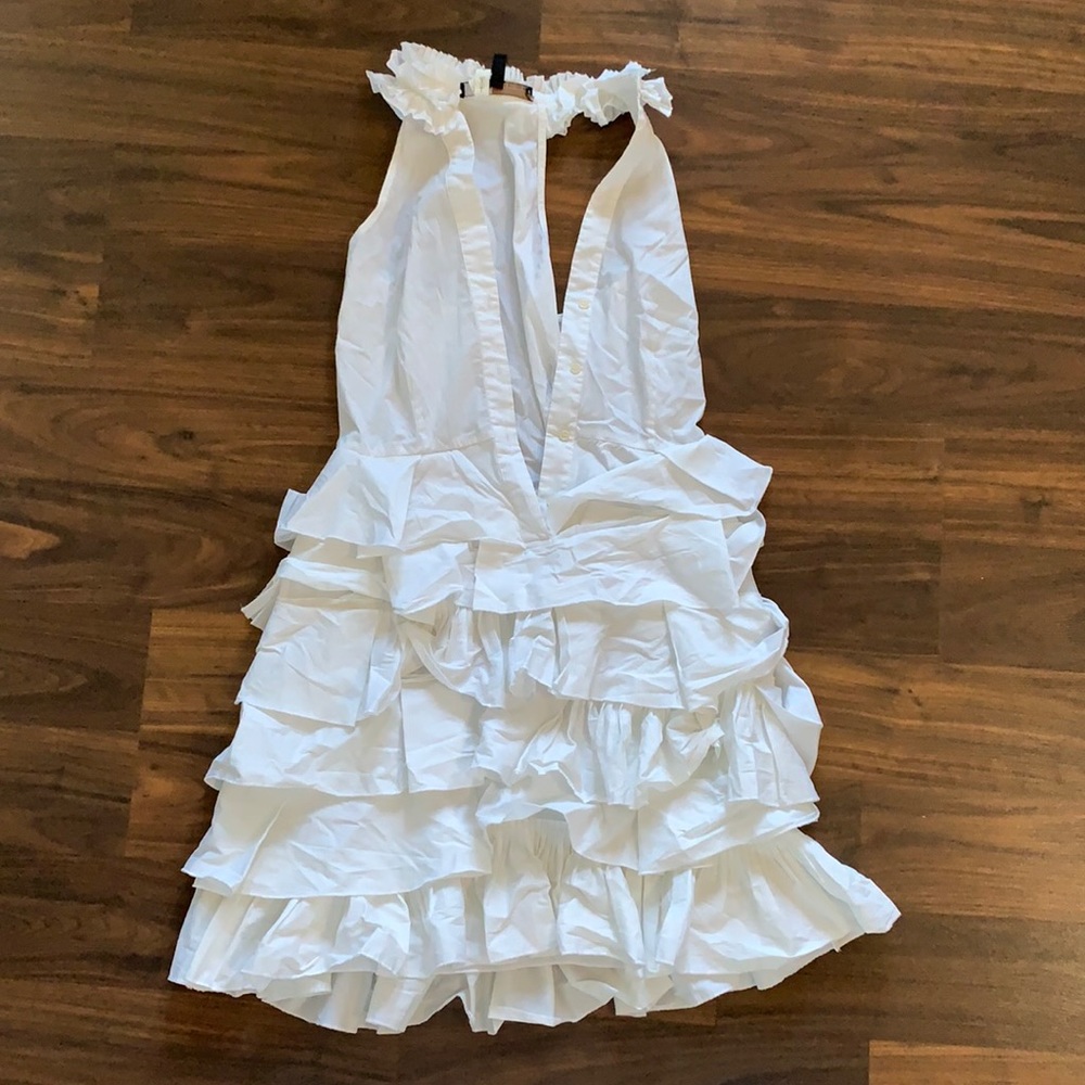 BCBG Ruffled, Collared, Button Up Dress